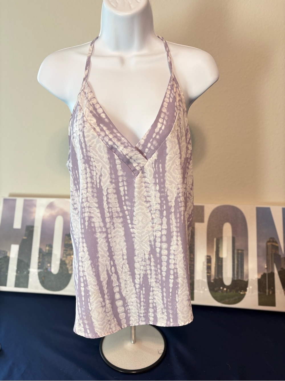 ModCloth Lavender and White Tie-Dye V-Neck Halter Cami